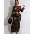 thumbnail image 5 of Vestido playero sexy de punto de crochet con lentejuelas para mujer, vestido largo ajustado de verano transparente para cubrirse, vestidos de fiesta para discotecas y vacaciones, 5 of 5