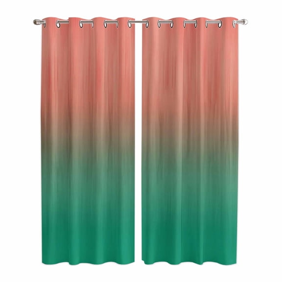Red Green Ombre Kitchen Curtains Window Panels, Modern Art Gradient Orange Insulated Window Treatment Curtain, Grommet Curtains for Bedroom/Living Room/Bathroom, 2 Piece 42"Wx84"L