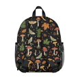 thumbnail image 2 of Mushroom and Cone Black Pattern Backpack for School, Cute School Bag with Adjustable Shoulder Straps and Padded Back, 13.8"x11.4"x6", 2 of 4