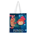 thumbnail image 1 of Ponyo en el Acantilado Bolso de tela con estampado de lienzo para mujer, bolsa de compras reutilizable y estética, con cremallera interior, regalo para mujer,40*45cm., 1 of 6