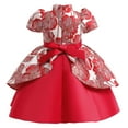thumbnail image 4 of 9Y Kids Girl's Dress Princess Dress Formal Party Dress 9-10 Years Big Girls Chi-pao Dress Short Sleeve Cheongsam Dress Red, 4 of 9
