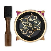 Tibetan Singing Bowl Hand Crafted Chakra Singing Bowl Set with Mallet & Cushion Brass 4 Sound Therapy Bowl for Meditation, Yoga & Gift Fire Flame Prayer Bowl with Deep Sound by BimBamBom