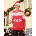 thumbnail image 2 of Totatuit Chandail de Noël Assorti pour la Famille Col Rond Rennes Flocons de Neige Chandail Tricoté Laid pour Hommes Femmes, 2 of 6