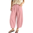 thumbnail image 2 of Xdegoge Womens Wide Leg Lounge Pants Casual Loose Fit Pleated Trousers with Pockets High Waisted Elastic Flowy Beach Yoga Pants for Summer Vacation, 2 of 7