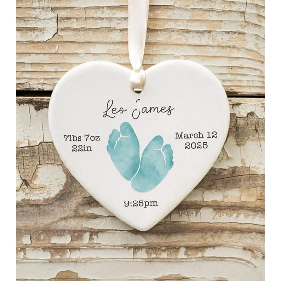 Baby Boys First Christmas Ornament 2025 Personalized Baby Footprint First Christmas Keepsake