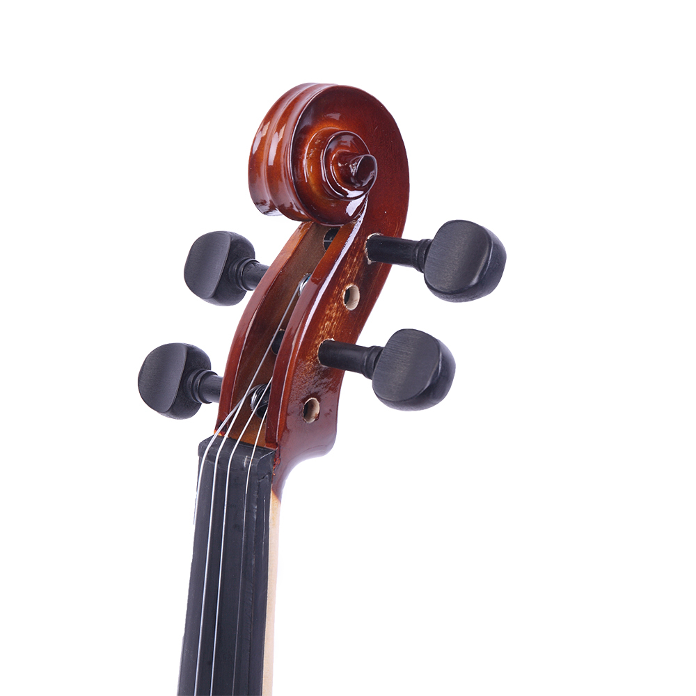4/4 Full Size Violin Kit, Classic Wood Violin with Case Bow Violin Strings Rosin Shoulder Rest Electronic Tuner, Polished Brown
