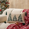 thumbnail image 5 of Winter Christmas Tree Pillow Cover, Classic Christmas Embroidered Pillow case with Tassels, Realistic Xmas Tree Sofa Cushion Case Christmas New Year Couch Decor, Green, 5 of 6