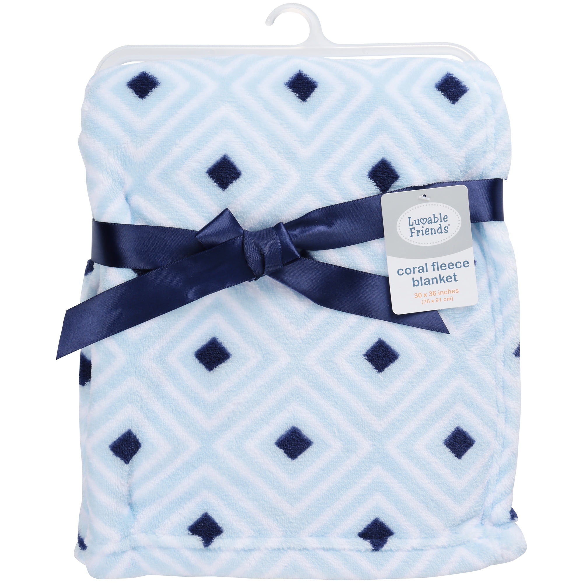 Luvable Friends Baby Boy Coral Fleece Blanket, Blue Diamond, One Size