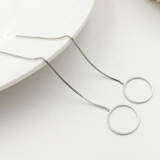 Pendientes de plata 925 para mujer, aretes largos con borla geométrica, triangulares, redondos y cuadrados, joyería