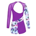thumbnail image 2 of renvena Kids Girls One Piece Gymnastics Leotard Long Sleeve Ballet Dance Bodysuit Short Unitard Purple 4, 2 of 7