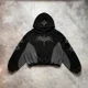 thumbnail image 2 of Sudadera con capucha estilo Harajuku para hombre y mujer, ropa americana, con parche de letras de gran tamaño y diamantes, estilo hip hop gótico, informal, Y2K, 2 of 4