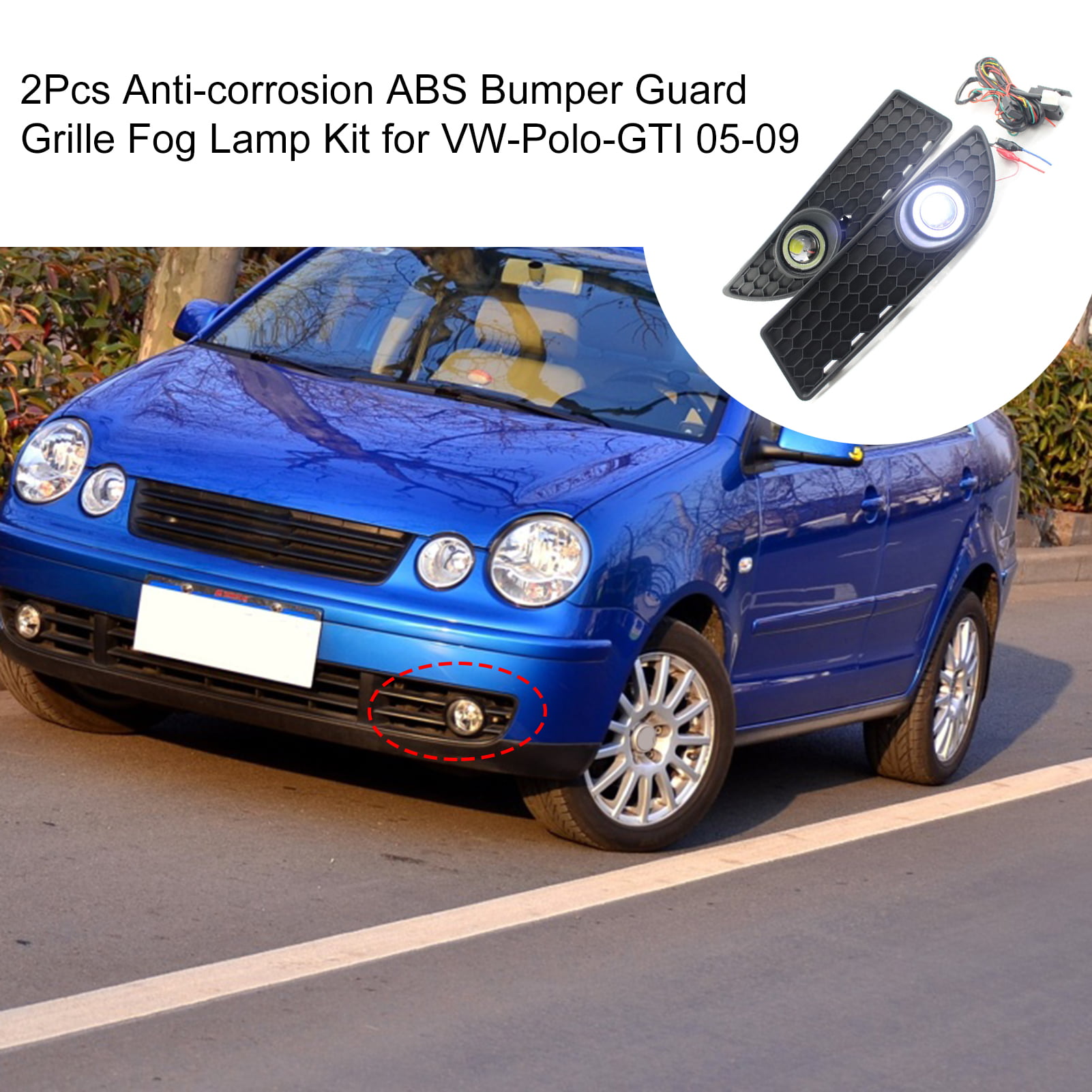 et eller andet sted modtage Bevægelig GWONG 2Pcs Anti-corrosion ABS Bumper Guard Grille Fog Lamp Kit for VW-Polo-GTI  05-09 - Walmart.com