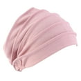 thumbnail image 6 of Mens Womens Cotton Knitted Slouchy Baggy hat Soft Stretchy Head Cover Loss Night Sleep or Cancer Chemo Pink, 6 of 8
