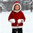 thumbnail image 6 of CYRBOKO Girls Hoodies with Fur-lined Trim, Winter Casual Holiday Thermal Kids' Sweatshirts Red Size 5-15 T, 6 of 7