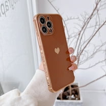 ELEHOLD Ultra Case Luxury Brushed Texture Case Compatible with Apple iPhone 11 Pro 6.1 inch PU Love Heart with Shockproof Rugged Case,Brown