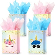 Sherr 30 Pcs PriNst Unicorn Party Favor Bags with Handles Tissue Paper Candy Treat Gift Goodie Bags Unicorn Party Supplies for Kids Girls Boys Birthday Decorations