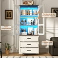 thumbnail image 3 of Arched Display Cabinet with 3 Drawers, 75" Tall Curio Cabinet with Glass Doors and RGB LED Lights, Modern Bookshelf Storage Cabinet for Home Office & Studyroom, 3 of 13
