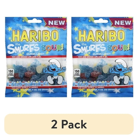 (2 pack) Haribo The Smurfs Sour! Gummy Candy, 4 Oz.