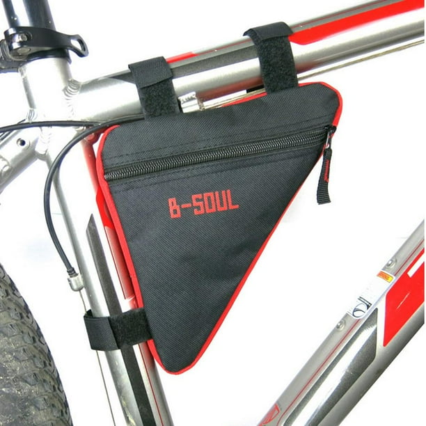 Triángulo Ciclismo Tubo delantero Marco Bolsa Bolsa Titular Sillín (Negro + Rojo)) 5pcs