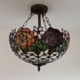 thumbnail image 6 of Tiffany Ceiling Lights Red Orange Stained Glass Rose Flowers LED Bulbs Included for for Bed Room Living Room Entryway 16"W*16"D*16"H, 6 of 6