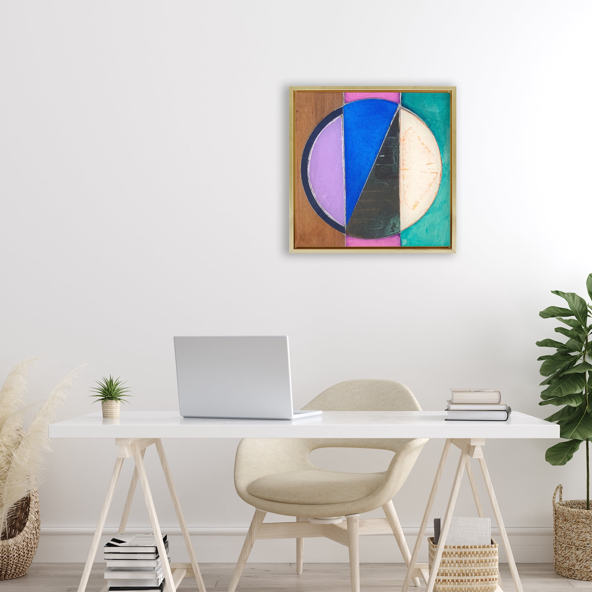 Stupell Industries Split Symmetry Circle Gold Framed Floater Canvas Wall Art, design by Matthew Finger