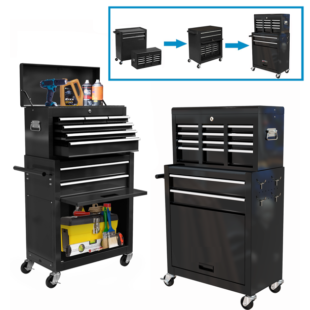 2IN1 Rolling Tool Chest Storage Box, Large Stainless Steel Tool Box