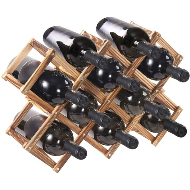 TINGOR Wine Rack, Wood Wine Storage Racks Countertop, 10 Bottle Wooden