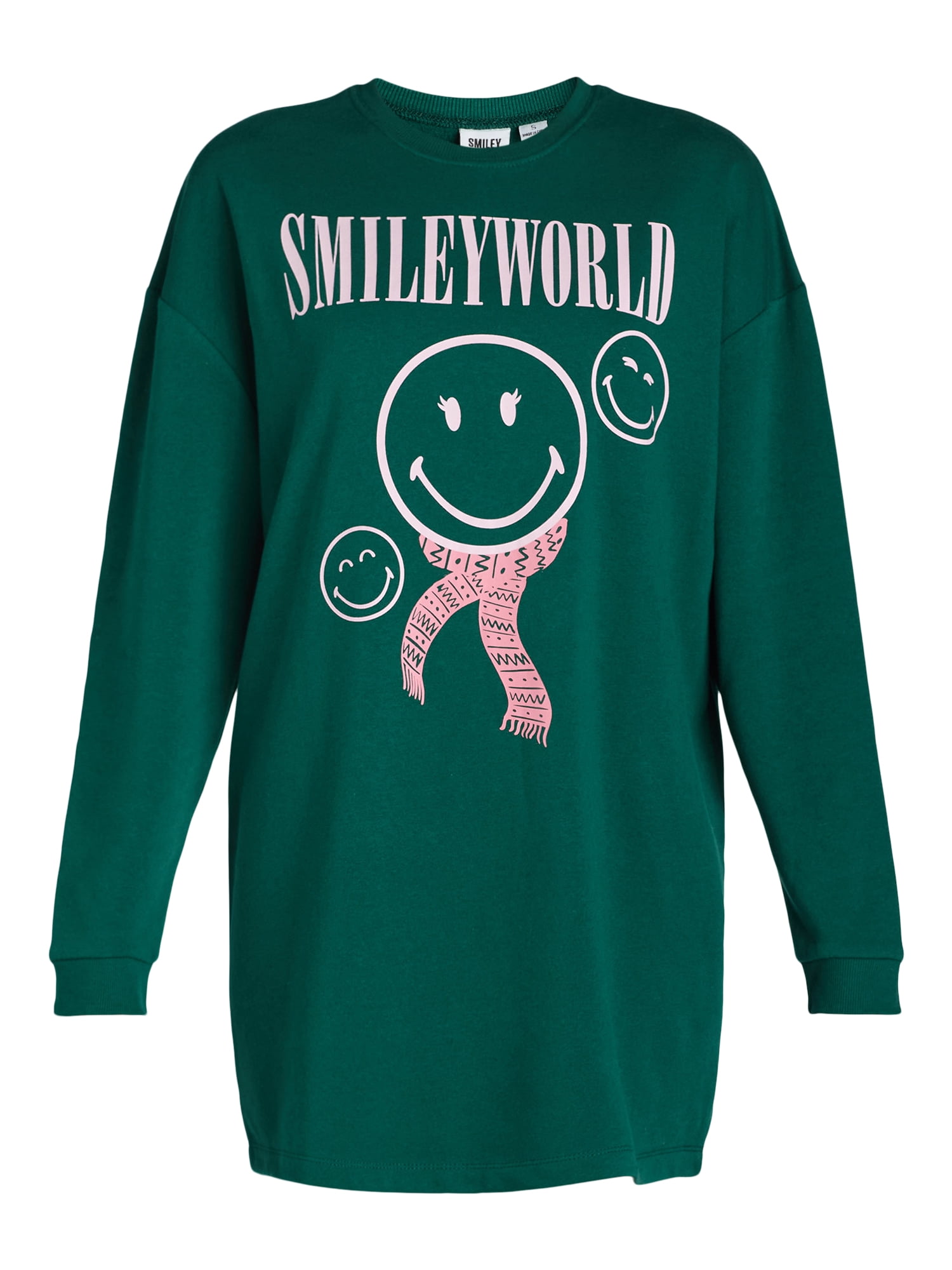 Grayson Social Smiley World Junior's Sleep Dress and Cozy Headband 2-piece Set, Sizes S-3X
