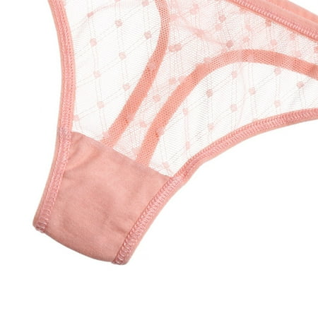 Sexy Women\ S Mesh Sheer Transparent Thong Panties Lingerie For Ladies Female Underwear G-String Briefs Thongs Underpanties Pink XL YIWEI