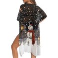 thumbnail image 5 of HELLHERO Snowman Lantern Night Long Kimono Swimsuit Cover Up Long Casual Loose Polyester Breathable Bathing Suit Cover Up, 5 of 6