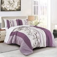 thumbnail image 3 of Chezmoi Collection Everly California King Bed in a Bag 7-Pieces Luxury Lavender Purple Gray Cherry Blossom Floral Embroidery Comforter Set with Sheets All Season Bedding Set, California King, 3 of 10