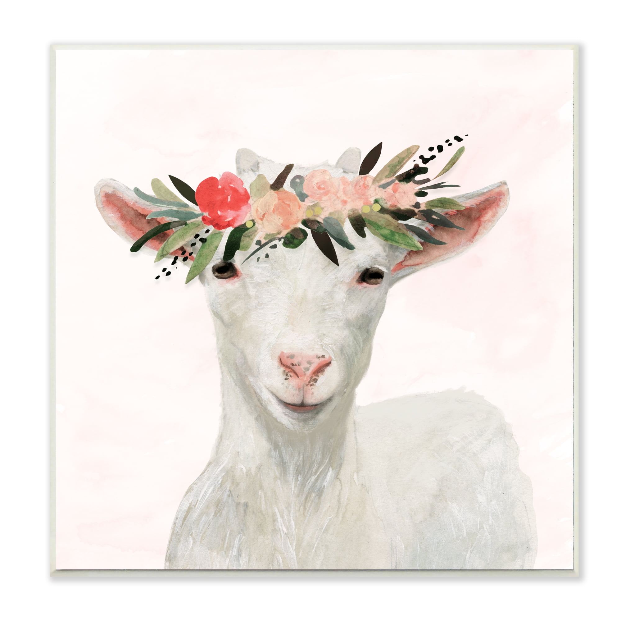 The Stupell Home Decor Collection Springtime Flower Crown Baby Goat
