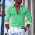 thumbnail image 1 of Camisa estampada a rayas para hombre, camisa de manga larga, patrón monocromático de alta definición, informal, de negocios, moda de verano, 6XL, 1 of 6