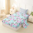 thumbnail image 2 of Erosebridal Soccer Print Cartoon Bow Twin Sheet Sets 3pcs for Boys Girls,Kids Teens Pink Teal Lightning Bedding,Breathable Home Decor, 2 of 5