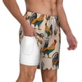 thumbnail image 3 of Picia Rooster pattern Mens Swim Trunks with Compression Liner Stretch Beach Shorts Quick Dry with Zipper Pockets No-Chafing Board Shorts-X-Large, 3 of 9