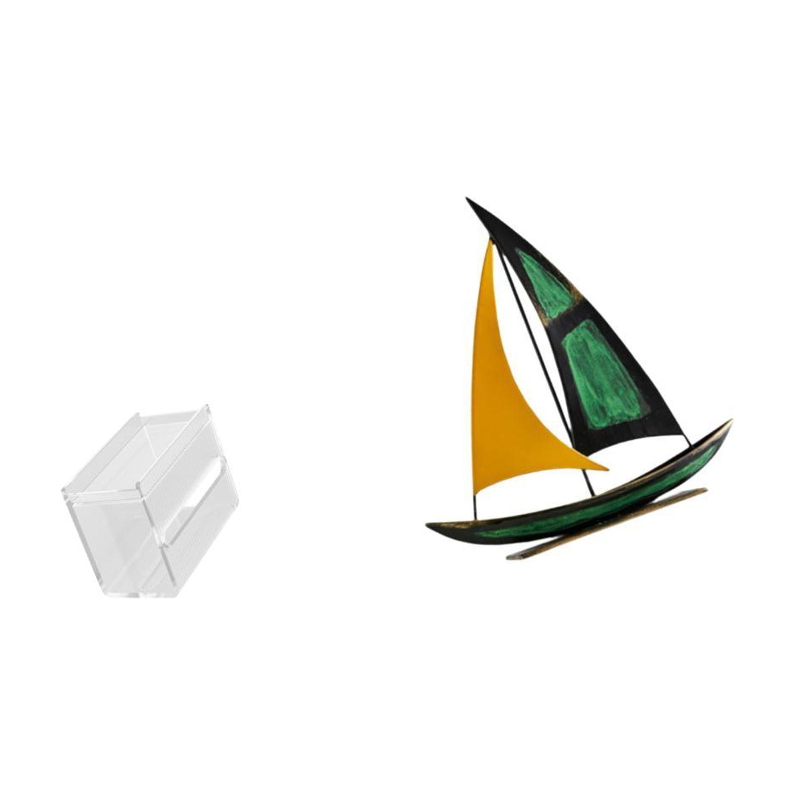 Fiocias Tissue Case Wall Mounted Toilet Paper Storage Box Acrylic Toilet Tissue Towel Holder Iron Sailboat Figurine Minimalist Modern Design Suitable for Offi