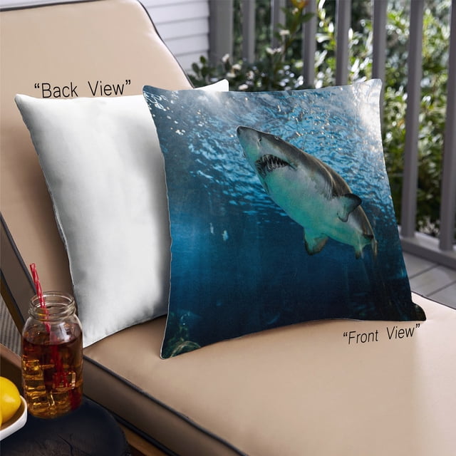 Ahgly Company Animaux Requin Coussin Décoratif d'Extérieur, 18 Po X 18 Po