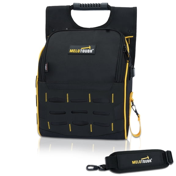 MELOTOUGH Electrician Tool Pouch with Shoulder Strap, Zippered Flip Cover Tool Pouch Bag with Multiple Storage Pockets for Electricians, Technicians, Maintenance