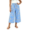 thumbnail image 3 of SwiftWear Women's Capri Pants Wide Leg Loose Casual Summer Beach Pants with Pockets Elastic Drawstring Waist Flowy Palazzo Trousers, 3 of 7