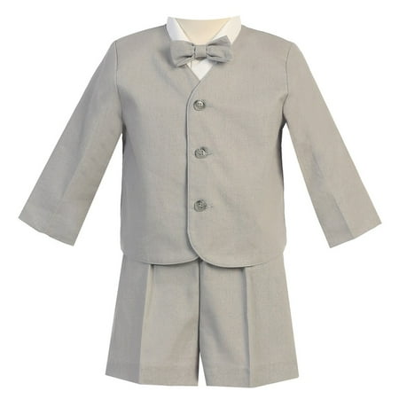 3t Short - Little Boys Light Gray Eton Short Formal Ring Bearer Suit 3T