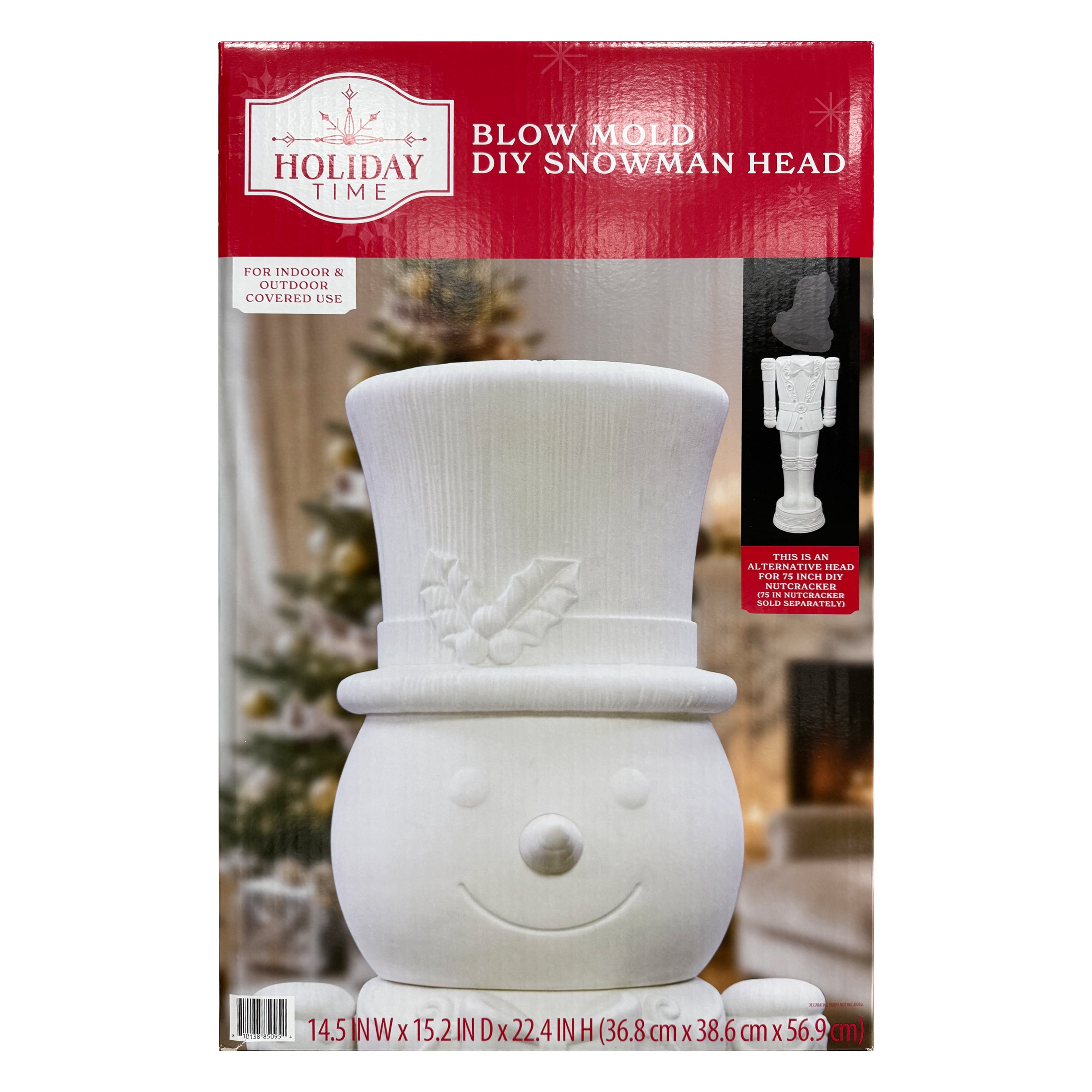 Paint-it-Yourself Blow Mold Snowman Decorative Nutcracker Head, White, 22.4", by Holiday Time