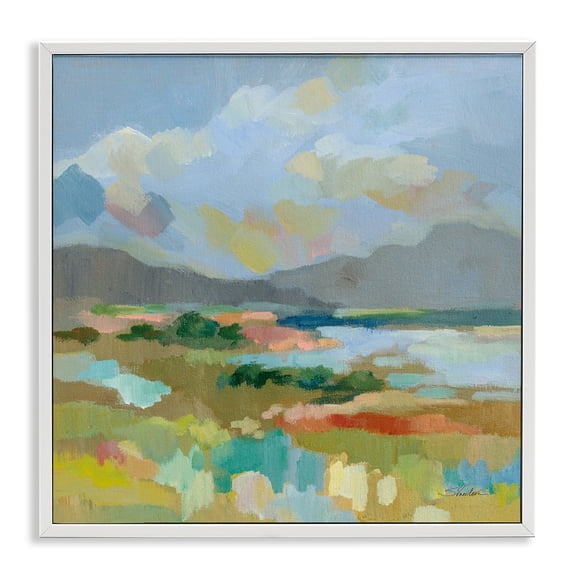 Stupell Industries Contemporary Abstract Meadow Landscape White Framed Giclee Art, 12 x 12, by Silvia Vassileva