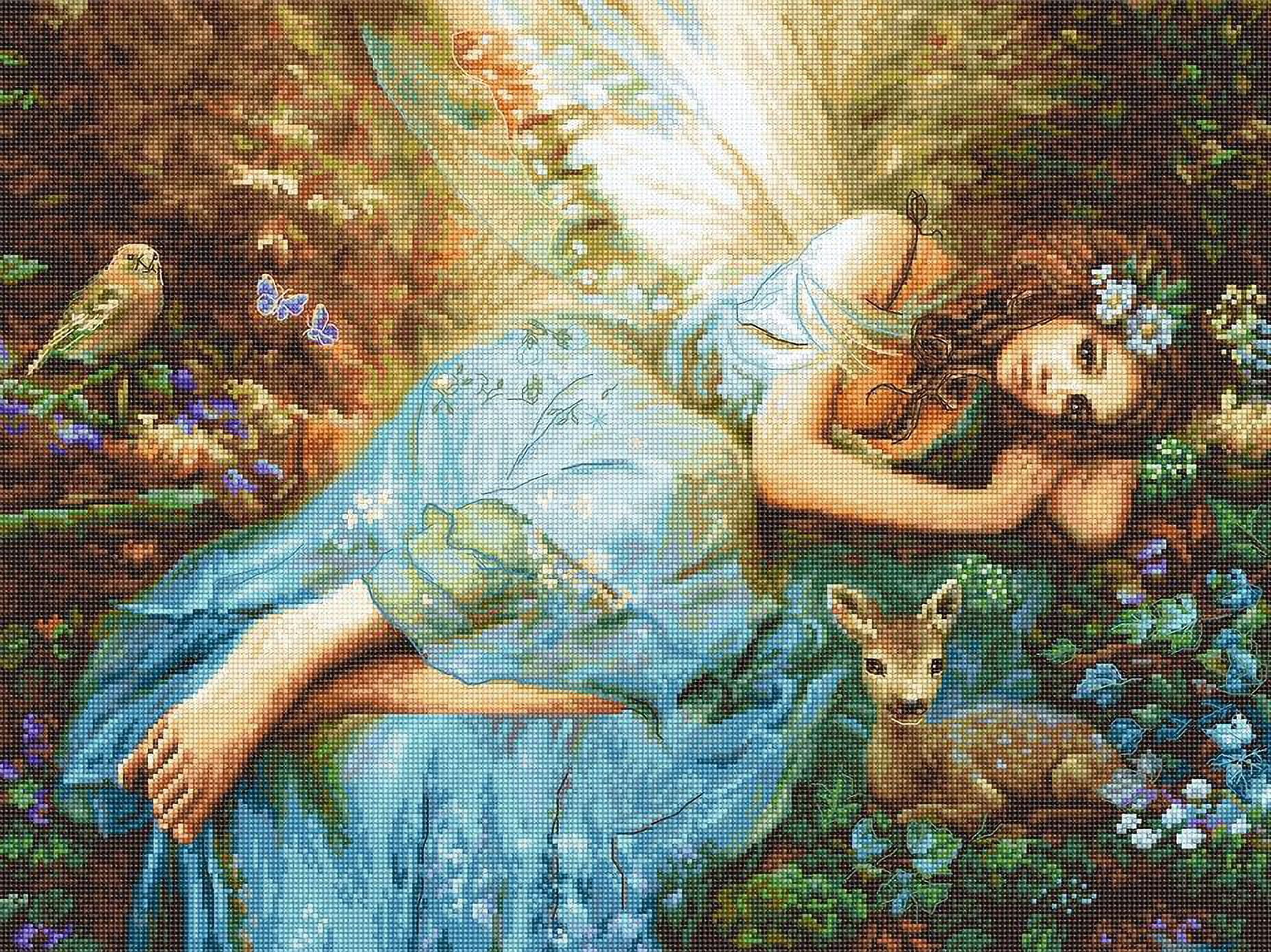 Counted Cross Stitch Kit Spring Fairy Leti960 By LetiStitch Needlework Blue Girl Canvas Cotton Flower