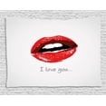 thumbnail image 1 of I Love You Tapestry, Comical Seductive Female Lips Ajar in Desire Red-Hot Lipstick Retro Style, Wall Hanging for Bedroom Living Room Dorm Decor, 60W X 40L Inches, Red White Black, by Ambesonne, 1 of 2