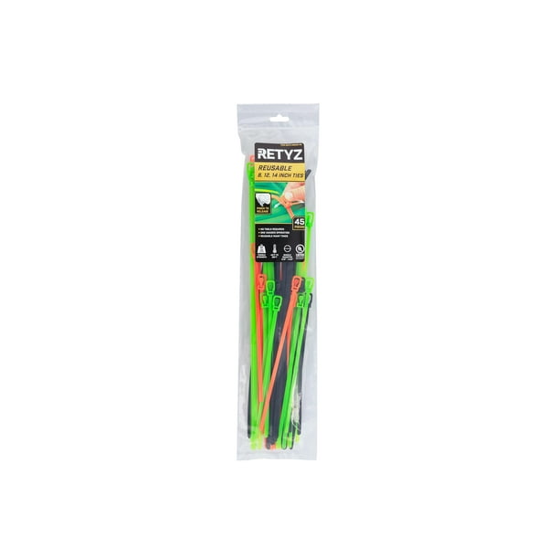 Sujetacables RETYZ, paquete de 45 unidades, desmontables, multicolores, de 20 a 35 cm