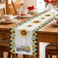 thumbnail image 5 of Sunflowers Table Runner 72 Inches, Botanical Bees Black White Plaid Truck Wooden Bed Runner Dresser Scarves Tabletop for Indoor Outdoor Parties/Ceremony/Banquet, 18" x 72", 5 of 9