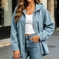 thumbnail image 5 of Smsaxvxz Women's Denim Hooded Jacket Fall Fashion Oversized Drawstring Button Jean Coat with Pockets Light Blue XL, 5 of 9