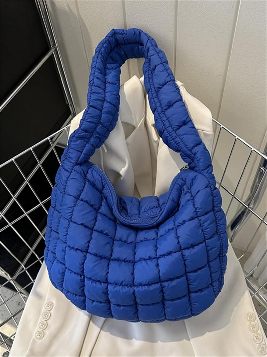 Kukuzhu Puffer Tote Bag Women Quilted Large Shoulder Bags Puffy Bubble Hobo Pleated Purse Nylon Padding Cloud Crossbody Bag 2023