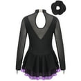 thumbnail image 2 of YONGHS Kids Girls Mesh Splice Figure Ice Skating Dress Ballet Dance Leotard Dress with Hair Band Purple 16, 2 of 7