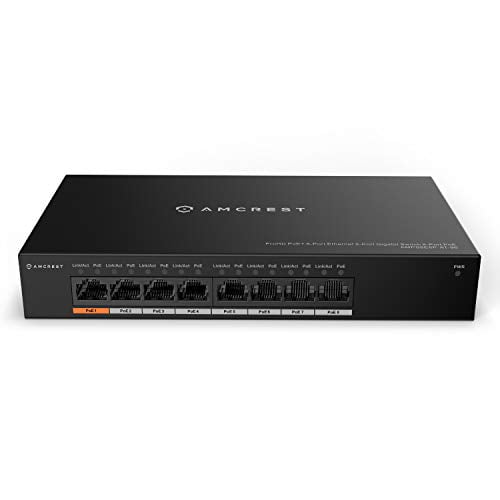 Amcrest 8-Port POE+ Power Over Ethernet POE Switch with Metal Housing, 8-Ports POE+ 802.3af/at 96w (AGPS8E8P-AT-96)